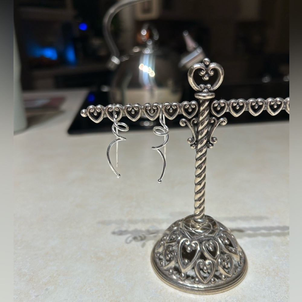 Silver abstract spiral earrings
